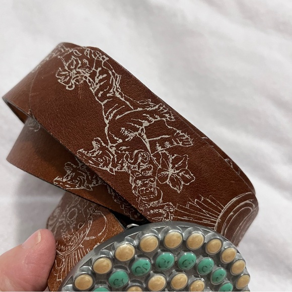 Diesel Y2K Brown Leather Statement Belt Made in Italy 90 cm - Picture 11 of 15